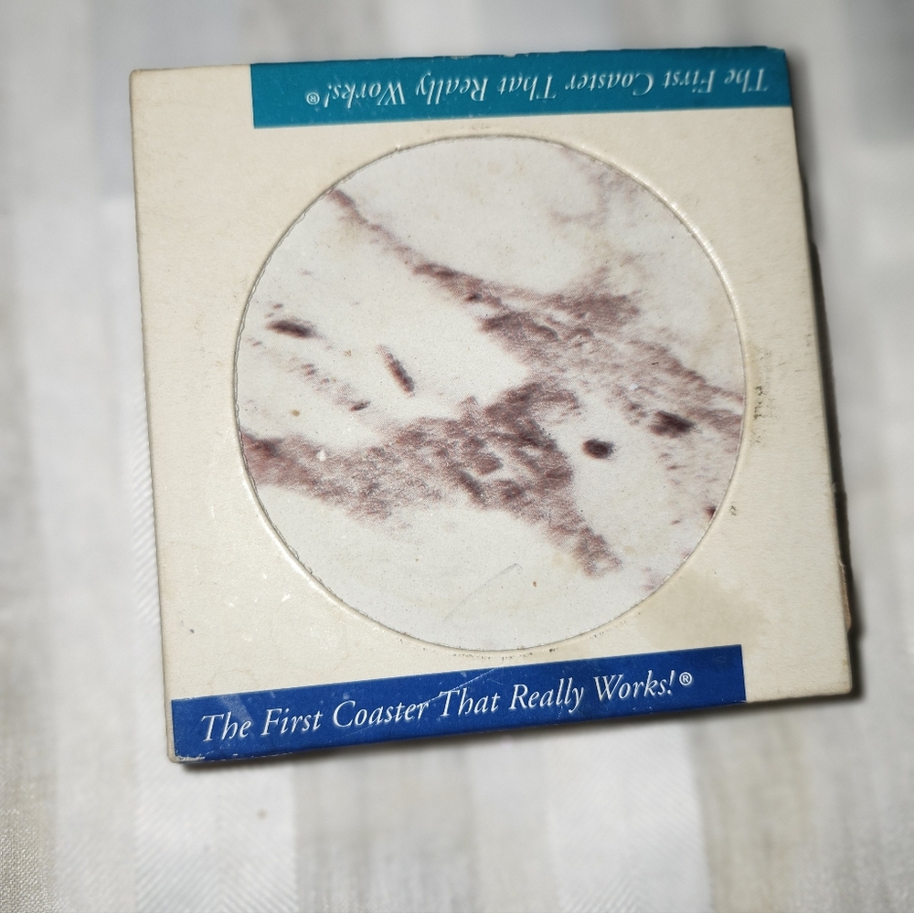 Marble Pattern Ceramic Coaster - White and Brown